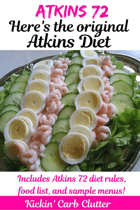 Atkins 72: Here's the original Atkins Diet with diet rules, sample menu, and food list Atkins Diet Food List, Diet Rules, Low Fat Diet Plan, Atkins Diet Recipes, Best Diet Foods, Atkins Recipes, Low Carb Plan, Sample Menu, Keto Diet Breakfast