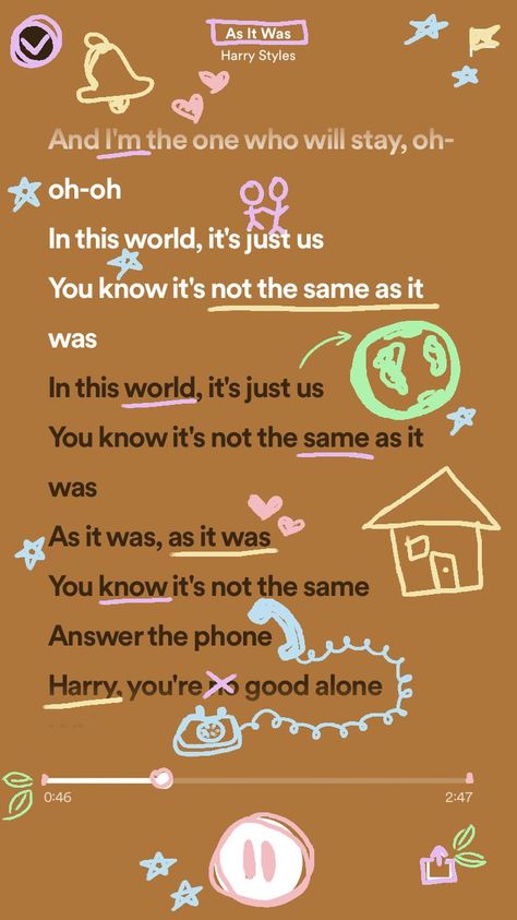 As It Was Lyrics, Harry Styles Lyrics Spotify, As It Was Harry Styles Lyrics, Quotes From Songs Lyrics Harry Styles, Matilda Spotify Harry Styles, Harry Styles Song Lyrics Spotify, Harry’s House Lyrics Wallpaper, Choose Your Life, Harry Styles Songs