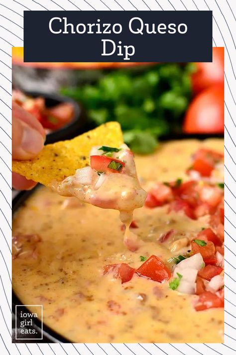 Chorizo Queso Dip, Football Dip Recipes, Gluten Free Nachos, Cheesy Sausage Dip, Cheese Dip Crock Pot, Appetizers Easy Dips, How To Cook Chorizo, Chorizo Recipes, Delicious Dips Recipes