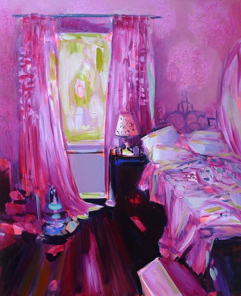 Ekaterina Popova, Pink Girl Room, Miami Art, 수채화 그림, Arte Sketchbook, Oil Paints, Art Fair, Girl Room, Painting Inspiration