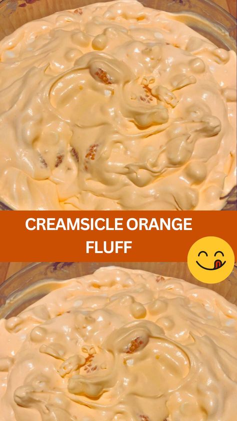 Looking for a sweet and refreshing treat to satisfy your cravings? Look no further than this delightful Creamsicle Orange Fluff recipe! With its cream... Creamsicle Fluff Salad, Orange Sherbert Dessert, Creamsicle Dessert Recipes, Keto Orange Creamsicle Fluff, Sugar Free Fluff Dessert, Recipes Using Fresh Oranges, Manderine Orange Deserts, Orange Jello Recipes, Fluff Recipes Desserts