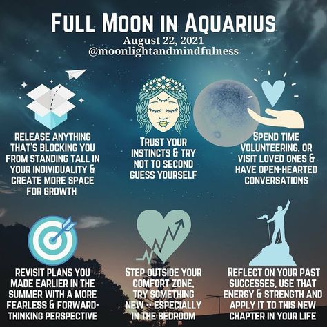 Christy Austin on Instagram: “Reposted from @moonlightandmindfulness 🌕 August 22, 2021, we have the second Aquarius Full Moon of the year. Both these Full Moons are…” Full Moon In Aquarius, Full Blue Moon, Sturgeon Moon, Moon In Aquarius, Leo Season, Super Moon, August 22, Moon Magic, Stand Tall