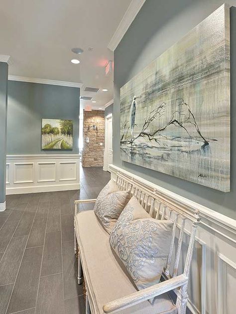 Wall color is Sea Pines from Benjamin Moore. 2016 paint color forecasts and trends. Image via Heather Scott. Colour Furniture, Sarah Richardson, Wall Colour, Coastal Life, Room Paint Colors, Room Color, House Exteriors, Interior Paint Colors, Cool Ideas