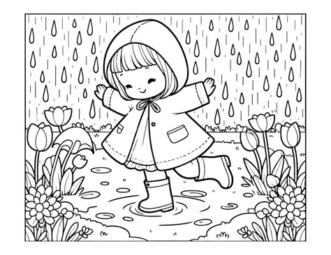 Free Spring Coloring Pages For Kids Spring Coloring Sheets Free Printables, Rainy Day Coloring Pages, Spring Coloring Pages Free Printable, Animal Coloring Pages Free Printable, Free Spring Coloring Pages, Spring Coloring Pages For Kids, Spring Colouring, Rainy Day Drawing, Cute Coloring Pages For Kids