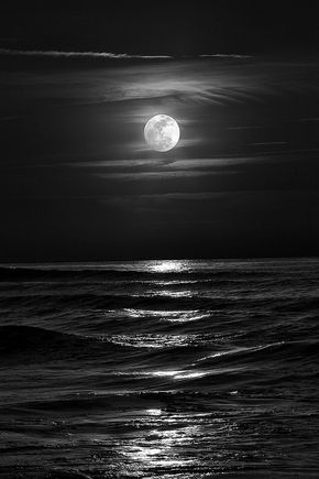 Night Ocean, Moonlight Photography, Dark Art Photography, Black And White Photo Wall, Night Sky Photography, Black And White Picture Wall, Night Sky Wallpaper, Moon Photography, Black Wallpaper Iphone