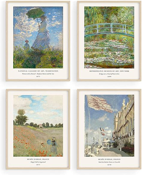 Amazon.com: Claude Monet Artwork Fine Art Paintings Set of 4 - By Haus and Hues Water Lilies Claude Monet Posters, Famous Art Posters, Famous Paintings Modern Claude Monet Prints Monet Wall Art UNFRAMED 8" x 10": Posters & Prints Monet Artwork, Monet Prints, Monet Wall Art, Haus And Hues, Monet Poster, Monet Water Lilies, Retro Kunst, Paintings Modern, Monet Art