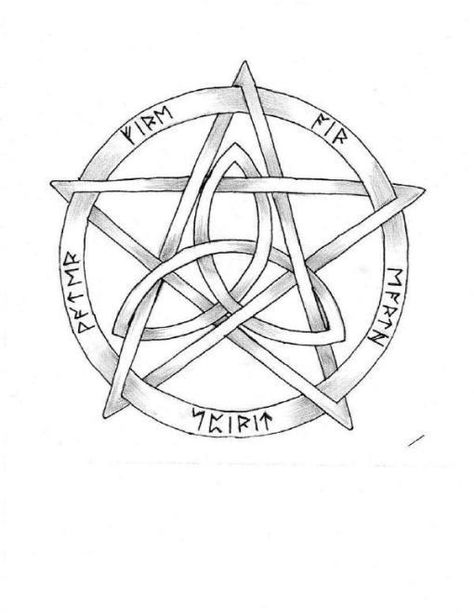 I love the pentacle-triquetra for a tattoo idea! Wiccan Protection Symbols, Pentacle Tattoo, Wicca Tattoo, Wiccan Tattoo, Pentagram Tattoo, Pagan Tattoo, Wiccan Tattoos, Anchor Tattoo Design, Symbole Viking