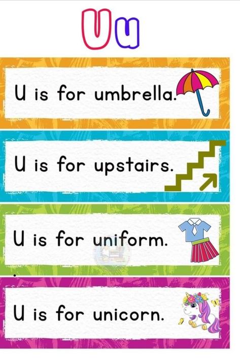 Things made of letter U . alphabet letters worksheet with pictures . easy reading worksheet Alphabet Letters Worksheet, U Alphabet, Alphabet Letter Worksheets, Letter Worksheets, Letters For Kids, Letter U, English Reading, Pocket Chart, Reading Worksheets