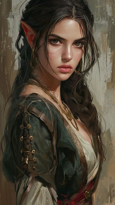 D&d Npc, Elf Woman, Elf Female, Dnd Elves, Elf Characters, Fantasy Portraits, New Fantasy, Dungeons And Dragons Characters, Fantasy Setting