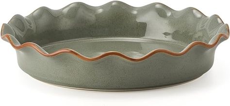 Amazon.com: SIDUCAL Ceramic Pie Pan for Baking[10.5 inch],Reusable NonStick Ceramic Pie Plate with Ruffled Edge,Deep and Fluted Pie Dish for Apple Pie,Quiche,Pot Pies, Tart, etc（Green）: Home & Kitchen Quiche Pan, Baked Pie Crust, Holiday Pies, Baked Macaroni, Pot Pies, Pie Pan, Meat Pie, Coffee Cup Set, No Bake Pies