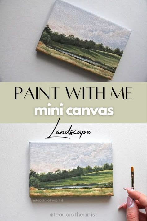 Mini Canvas Landscape, Canvas Art Painting Ideas, فنسنت فان جوخ, Art Painting Ideas, Carillons Diy, Mini Toile, Paint With Me, Small Canvas Paintings, Canvas Painting Tutorials