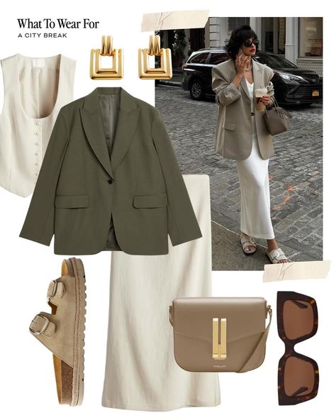 Shopping • Instagram Khaki Blazer Outfit, Skirts For Spring, Ny Outfits, Column Skirt, Casual Chique, Blazer Outfit, Corporate Outfits, Save For Later, Professional Fashion