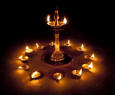 Celebrations of #Karthikai #Deepam  is the realization of a saga of the holy trrinity of #Hinduism It is observed with great fervour in the Southern parts of India.   The #lamps lit during the #festival are the imitations of the enormous ‘fire’ that broke countless years ago  [Image Credits: surya kiran - Flickr] Greek Wedding Candles, Karthigai Deepam, Diwali Lamps, Diwali Photos, Diwali Decorations At Home, Diwali Lights, Small Lamps, Light Lamps, Diwali Diya