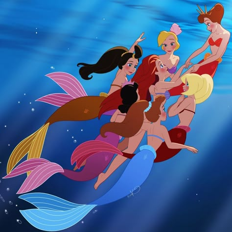 Mermaid Fanart, Daughters Of Triton, Princesa Ariel Disney, Disney Mermaid, Walt Disney Princesses, King Triton, Disney Pixar Characters, Ariel Mermaid, Classic Pooh