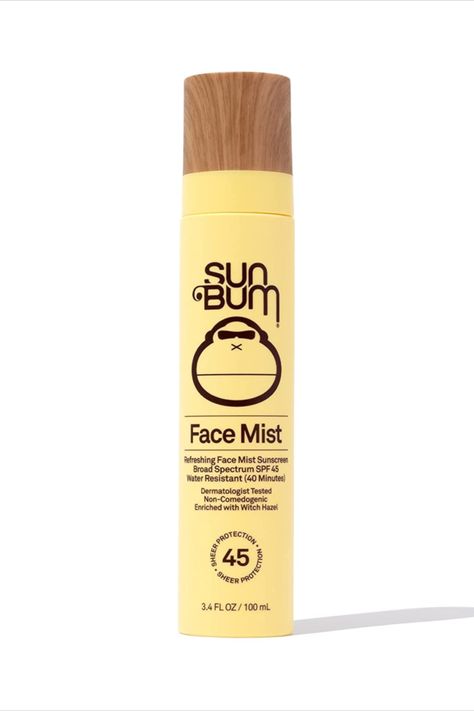 Sun Bum, Sunscreen, face mist, SPF, SPF 45, broad spectrum, UVA/UVB, travel size, sun protection, Hawaii 104 Reef Act, Reef Safe, summer, summer essentials, beach, beach essentials, sun block, face sunscreen, moisturizing, witch hazel, vegan, oxtinoxate free, oxybenzone free Sun Bum Products, Sun Bum Sunscreen, Teen Vanity, Summer Selfcare, Camp Essentials, Sunscreen Mist, Tanning Routine, Sunscreen Face, Sun Screen