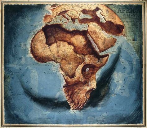 fernando vicente Joseph Conrad, Art Carte, Africa Map, Spanish Artists, Dark Heart, Vintage Maps, Map Painting, Pics Art, Design Graphique