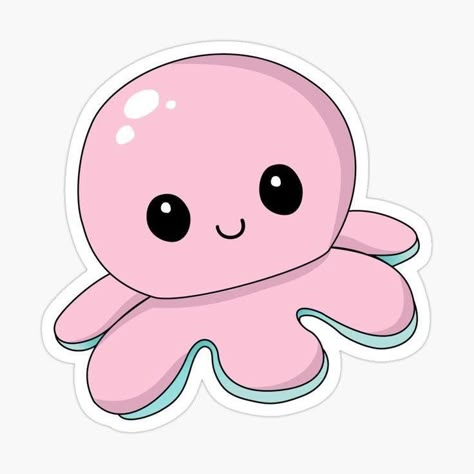 Drawing Cute Stickers, Cute Stickers Animals, Doodles For Stickers, Cool Stickers Aesthetic, Stickers To Print Aesthetic, Cute Doodle Stickers, Cute Pink Stickers, Easy Stickers, Mood Octopus