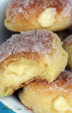 Jenny Can Cook, Polish Desserts, Pembuat Roti, Baked Custard, Baked Donut Recipes, Homemade Custard, Filled Donuts, Custard Filling, Homemade Donuts