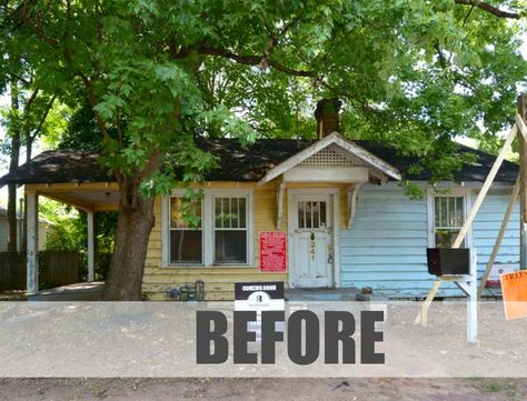 Poet's Cottage Exterior BEFORE via Carl Mattison Design-featured Cottage Makeover, Cottage Tiny House, Cottage Exteriors, Southern Cottage, Little Cottages, Powder Room Makeover, Cottage Door, Brick Ranch, Irish Cottage