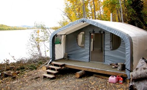 Camping House, Fabric Buildings, Tent Platform, Kitchen Island Makeover, Yellowstone Camping, Portable Cabins, Tent Living, Tiny Houses For Rent, Wall Tent