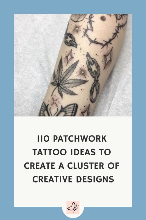 Embark on a journey of creativity with these 110 patchwork tattoo ideas. From intricate designs to bold statements, find inspiration for your next ink masterpiece. Whether you're a tattoo enthusiast or just starting out, these unique designs will spark your imagination and help you create a cluster of creative body art. Explore different styles, colors, and patterns to make your tattoo truly one-of-a-kind. Let your personality shine through with a patchwork tattoo that reflects your individualit Rework Tattoo, Geometric Patchwork Tattoo, Patchwork Sleeve Ideas, Multiple Arm Tattoos, Black And Grey Patchwork Sleeve Tattoo, Color Patchwork Tattoo, Patchwork Filler Tattoo Ideas, Patchwork Tattoos Ideas, Cluster Tattoos