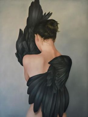 Black - woman and feathers - figurative - painting - Amy Judd Art Of Letting Go, Painter Painting, Friends Image, Soyut Sanat Tabloları, Black Wings, Trik Fotografi, Fashion Painting, Still Life Painting, Figure Painting