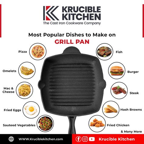 🔥 Grill Master's Essential: Krucible Kitchen Cast Iron Grill Pan! 🔥 From succulent steaks to vibrant veggies, unleash your culinary creativity with our versatile grill pan! Sear, grill, and sizzle your way through a range of mouthwatering delights—all with that signature cast iron flavor. Elevate your grilling game today! 🥩🥦 #KrucibleKitchen #castiron #grill Pan Meaning, Cast Iron Grill Pan, Iron Grill, Oven Pan, Cast Iron Grill, Restaurant Ideas, Grill Master, Grilled Meat, Grill Pan