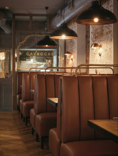 Bistro Interior Design Ideas, Diner Interior Design, Vintage Restaurant Interior, Pizzeria Interior Design, France Interior Design, Bistro Interior Design, Brewery Interior, Bistro Interior, Diner Aesthetic