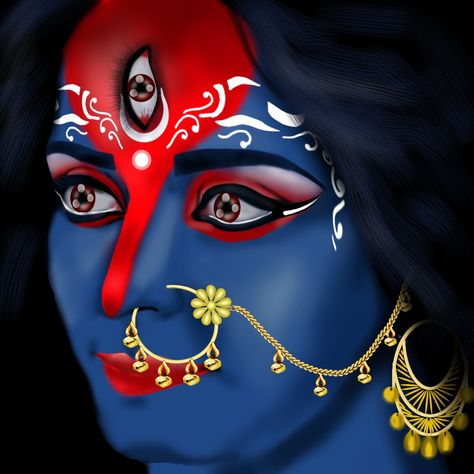 Maha Kali Drawing, Kaali Maa Painting, Mahakali Pic, Kali Ma Drawing, Mahakali Drawing, Mahakali Serial, Maa Mahakali, Half Sleeve Tattoos Sketches, Eiffel Tower Painting