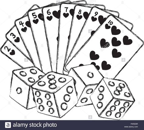 Download this stock vector: grunge hearts poker cards and dices game - PAR23R from Alamy's library of millions of high resolution stock photos, illustrations and vectors. Cards Drawing Poker, Poker Cards Drawing, Deck Of Cards Drawing, Birth Month Symbols, Classical Paintings, Minimalist Tattoo Ideas, An Old Soul, Chicano Art Tattoos, Fashion Drawing Sketches