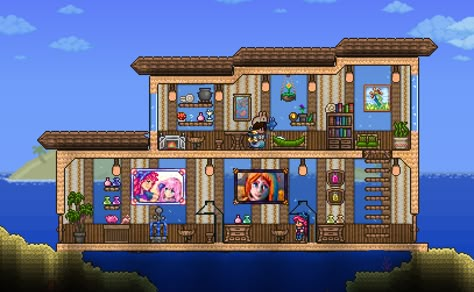 have finished this just now! there's also stylist's hairdressing salon on the 1st floor Terrarium Base, Terraria House Ideas, Terraria House Design, Terrarium Workshop, Terraria, Just Now, Minecraft Houses, Some Ideas, Terrarium