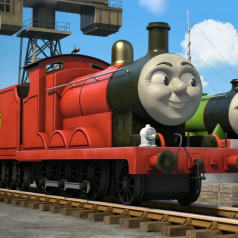 James | Thomas the Tank Engine Wikia | Fandom George Hughes, Thomas And His Friends, Thomas Train, James Thomas, Lost Treasure, Red Engine, Victoria Station, The Great Race, Train Pictures