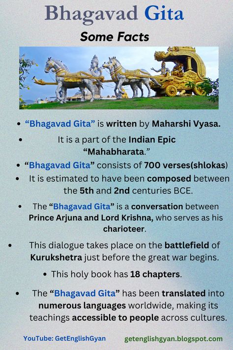 Bhagavad Gita is the essence of spiritual knowledge. It gives you knowledge that sets you free from earthly desires. Bhagavad Gita, Spiritual Life, Lord Krishna, Battlefield, About Us, Verses, Spirituality, Books