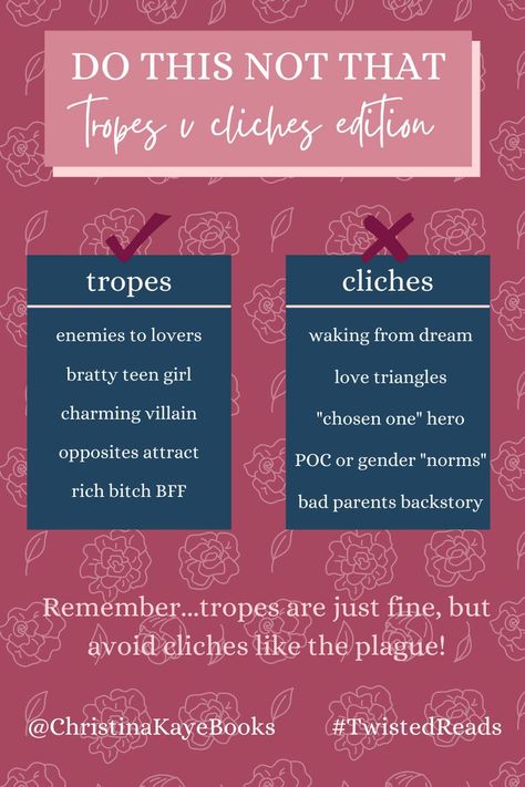 Best Tropes In Books, Different Love Tropes, Writing Cliches To Avoid, Tropes To Avoid, Cliche Tropes, Different Tropes, Fiction Tropes, Overused Tropes, Writing Cliches