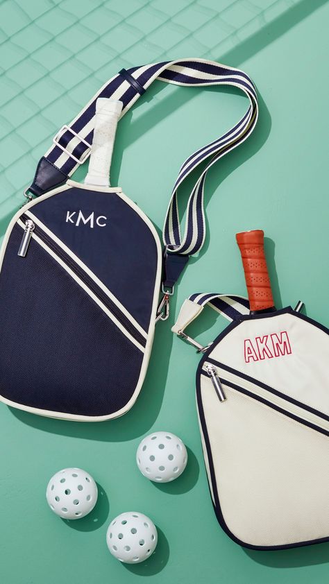 Shop monogrammed pickleball bags at markandgraham.com Personalized Sports Gifts, Pickleball Gift, Mark And Graham, Embroidered Monogram, Pickleball Paddles, Unique Gift Ideas, Sports Gifts, Toiletry Bags, Gift Accessories