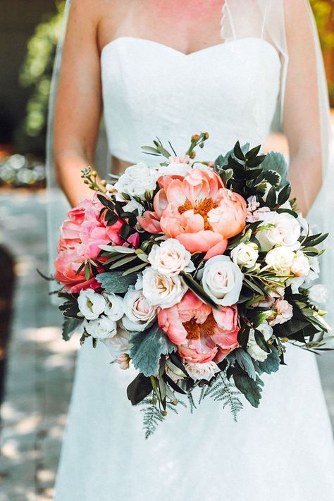 Peony & Rose Spring Wedding Bouquet | Let Love Bloom | Florals for Every Season | Marc & Anna Photo and Film of Flowers by Tami | The Pink Bride®️️️ www.thepinkbride.com Coral Wedding Decorations, Bridal Bouquet Summer, Spring Wedding Bouquet, Pink Bride, Peony Wedding, Spring Wedding Flowers, Wedding Flowers Summer, Coral Wedding, Peony Rose