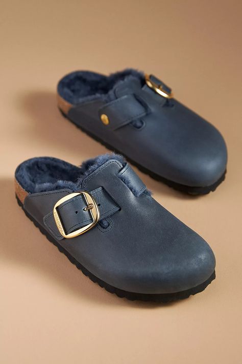 Birkenstock Boston Big Buckle Shearling Clogs | Anthropologie