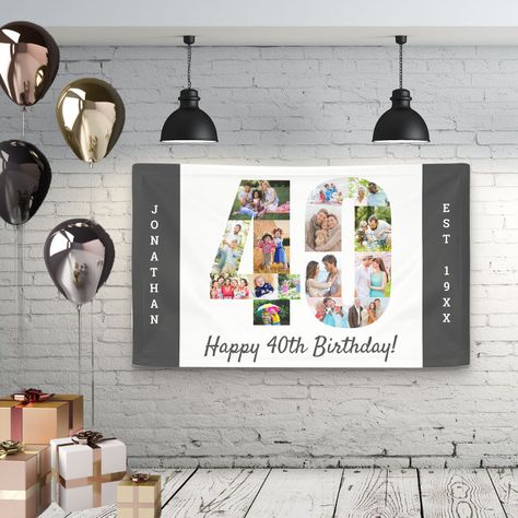 Party Photo Collage, 70th Birthday Banner, 70th Birthday Party, Birthday Posters, Picture Banner, Happy 70 Birthday, 40th Birthday Party, Happy Birthday Posters, 40th Birthday Cards