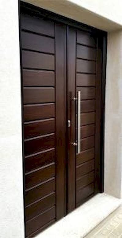 Pintu Ganda, बेडरूम डिजाइन, Pintu Interior, Wooden Double Doors, Double Door Entrance, Modern Entrance Door, Modern Wooden Doors, Main Entrance Door Design, Main Entrance Door