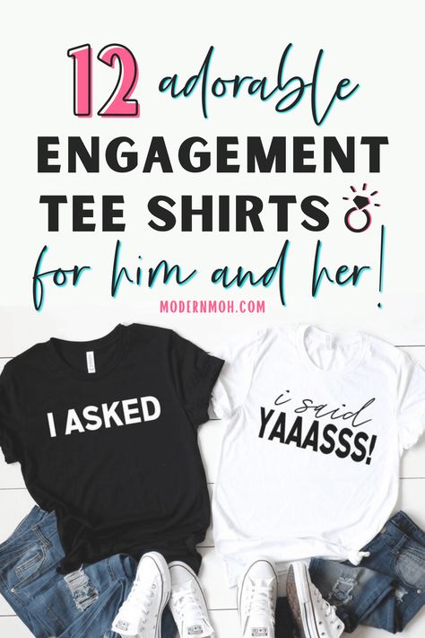 Engagement Shirts Couple, Cute Engagement Gifts, Engagement Shirts, Unique Bridal Shower Gifts, Engagement Humor, Engaged Shirts, Couple Cute, Mrs Shirt, Family Engagement