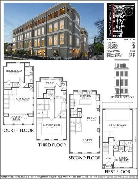 New Townhomes Plans, Narrow Townhouse Development Design, Brownstones – Preston Wood & Associates Townhouse Plans, Classic House Plans, Town House Plans, Multi Storey Building, Modern Townhouse, Free House Plans, Townhouse Designs, Planning Printables, Roof Plan