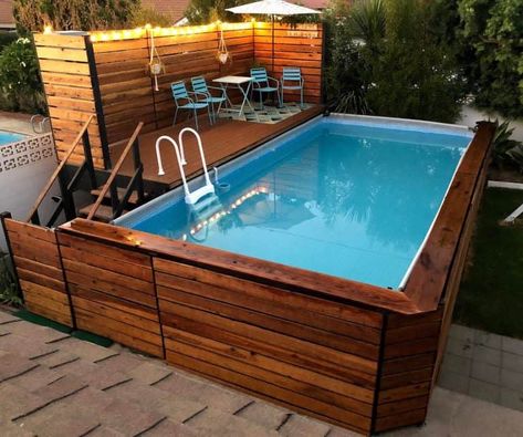 Pool Decking Ideas, Piscina Pallet, Small Above Ground Pool, Pool Decking, Wooden Pool, Deck Piscina, Decking Ideas, Pool Deck Plans, Best Above Ground Pool