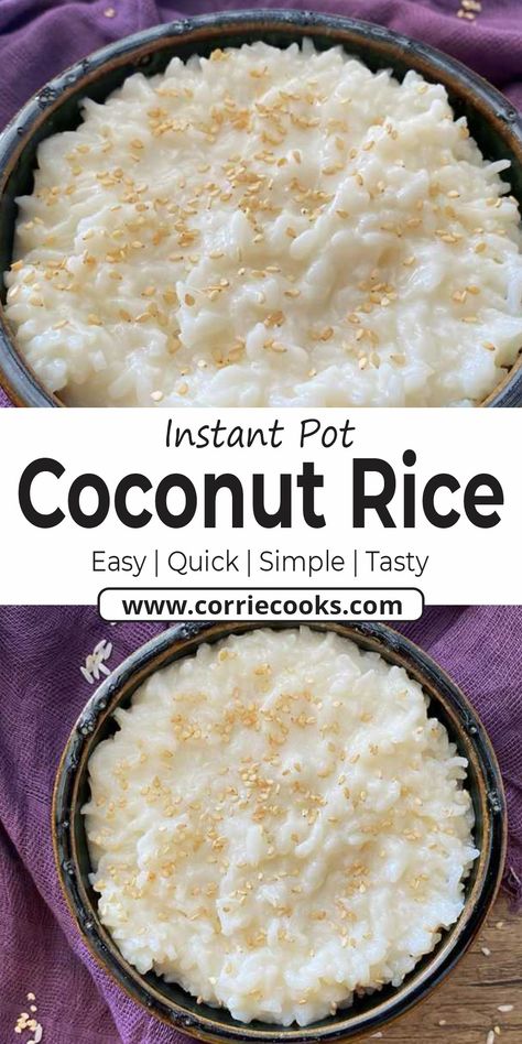 Coconut Rice In Instant Pot, Perfect Rice Instant Pot, Coconut Rice Recipe Instant Pot, Instapot Coconut Rice, Coconut Rice Instant Pot, Instant Pot Coconut Rice, Coconut Basmati Rice, Coconut Jasmine Rice, Pressure Cooker Desserts