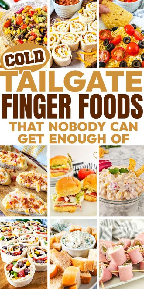 Tailgate Party Food Tailgate Appetizers Cold, Cold Finger Foods For Parties, Game Day Snacks Football, Easy Tailgate Snacks, Tailgate Food Cold, Easy Game Day Snacks, Appetizers Game Day, Easy Cold Finger Foods, Finger Foods For Parties