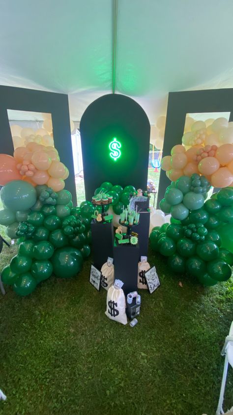 Cash Money Birthday Party Theme, Cash Party Theme, Richie Rich Party Theme, Richie Rich Birthday Party Theme, Money Party Theme Decoration, Money Themed Birthday Party, Money Theme Party Ideas, Money Themed Party, Money Is A Terrible Master