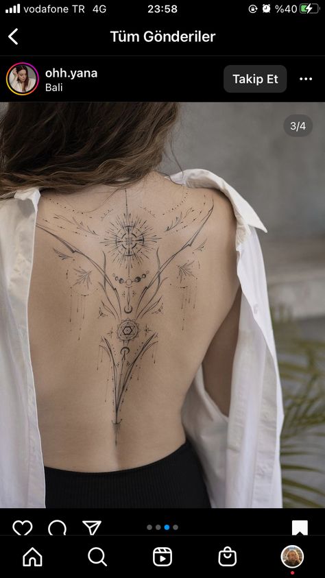 Upper Belly Tattoos For Women, Delicate Tattoo Sleeve, Geometric Spine Tattoo, Front Hip Tattoo, Ornamental Back Tattoo, Impressive Tattoos, First Tattoo Ideas, Teacup Tattoo, Full Tattoo