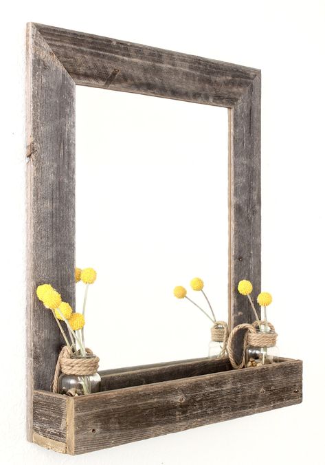 PRICES MAY VARY. BEAUTIFUL FARMHOUSE STYLE: If you love the rustic look that farmhouse style decor adds to your living space, then this plank mirror is just what you need. The reclaimed wood boards are examined for quality and will look good in just about any room in your house. Use it as a subtle, eye–catching piece in your bathroom, kitchen, bedroom, office, or living room. STYLISH WALL DECOR: This 16″ x 20″ home accent follows the latest trend: farmhouse chic. No matter where you display this Barn Wood Mirror, Reclaimed Wood Decor, Wood Plank Walls, Beveled Edge Mirror, Farmhouse Mirrors, Stylish Wall Decor, Wall Mirror With Shelf, Reclaimed Wood Frames, Plank Walls