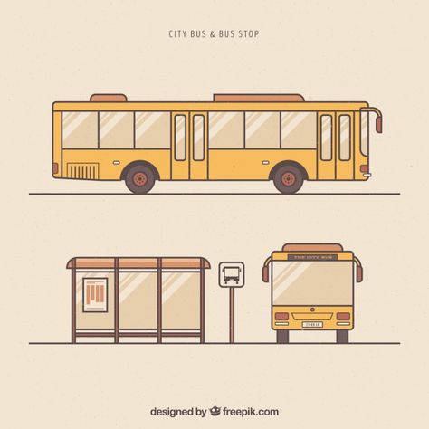 Bus Drawing Easy, Bus Stop Drawing, School Bus Drawing, Bus Illustration, Bus Drawing, Bus Stop Design, Side View Drawing, Bus Design, Bus Art