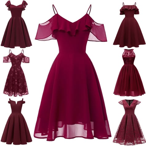 Cute Dresses For Party Sweet 16, Dark Pink Outfit, Dark Pink Dress, Burgundy Party Dress, Burgundy Homecoming Dress, Cheap Prom Dresses Online, Formal Dresses For Teens, Homecoming Party, Fashion Design Patterns