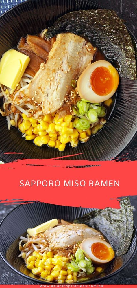 An authentic recipe from Sapporo, Japan for ramen with a spicy miso soup. Get this awesome Japanese Miso Ramen recipe. Recipe by Asian Inspirations. #sapporomisoramen #misoramen #japaneseramen #sapporojapan #misoramenrecipe #spicymisosoup Spicy Miso Soup, Best Asian Recipes, Miso Ramen Recipe, Kare Raisu, Whole30 Soup Recipes, Miso Ramen, Tonkotsu Ramen, Sapporo Japan, Ramen Recipe